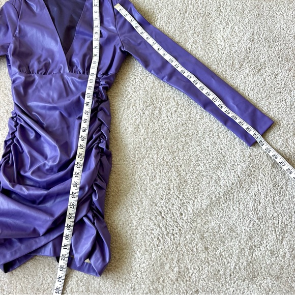 NWOT ZARA Faux Leather Long Sleeve Ruched Mini Dress—SZ. Small - Picture 12 of 17